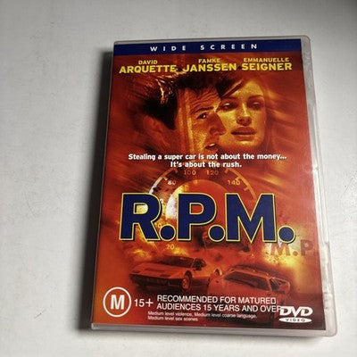 R.P.M (DVD, 1997) David Arquette, Famke Janssen, Emmanuelle Seigner Region 4