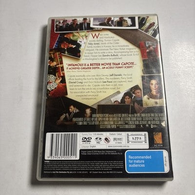 Infamous (DVD, 2006) Isabella Rossellini, Sandra Bullock, Toby Jones Region 4