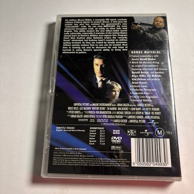 Mercury Rising (DVD, 1998) Bruce Willis Region 4,2 *New Sealed*