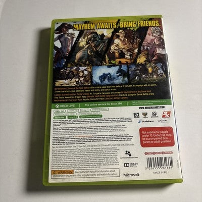 Borderlands 2: GOTY Edition (Microsoft Xbox 360, 2013) Manual PAL
