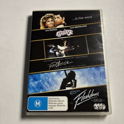 Grease / Footloose / Flashdance (DVD, 1978) John Travolta Region 4