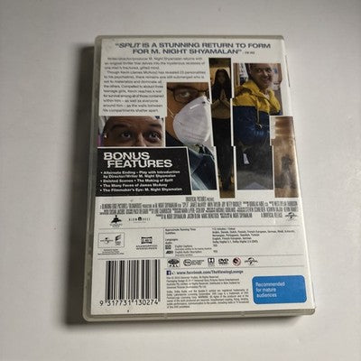 Split (DVD, 2016) James McAvoy, Rosemary Howard, Robert Michael Kelly Region 4,2
