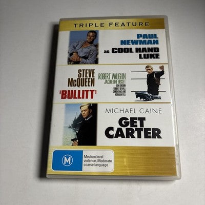 Cool Hand Luke / Bullitt / Get Carter (DVD, 3-Disc) Steve McQueen Region 4 NEW