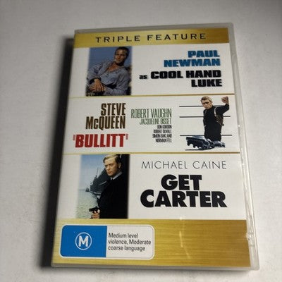 Cool Hand Luke / Bullitt / Get Carter (DVD, 3-Disc) Steve McQueen Region 4