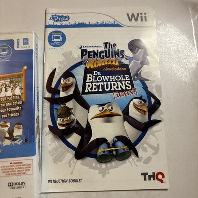 Penguins of Madagascar Dr. Blowhole Returns Again uDraw Nintendo Wii Manual PAL
