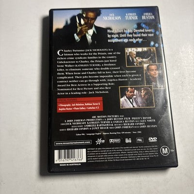 Prizzi's Honor (DVD, 1985) Jack Nicholson, Kathleen Turner Region 4