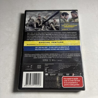 Fury (DVD, 2014) Brad Pitt Region 4,2