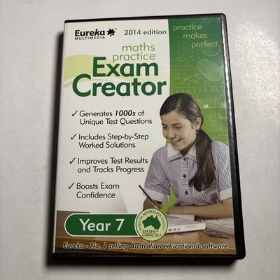 Eureka - Maths Practice Exam Creator 2014 Edition Year 7 PC Mac CDROM NEW