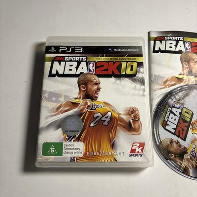NBA 2K10 Sony PlayStation 3 PS3 Game + Manual Kobe Bryant Cover 2010