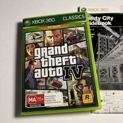 Grand Theft Auto IV - Xbox 360 Game in Case w/ Manual & Map PAL