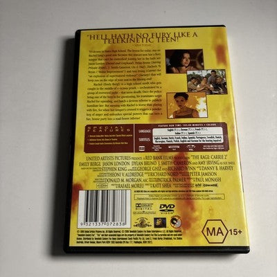 Carrie 2 - The Rage (DVD, 1999) Amy Irving, Jason London, Region 4 NEW