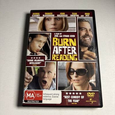 Burn after Reading (DVD, 2008) George Clooney, Brad Pitt Region 4,2 NEW