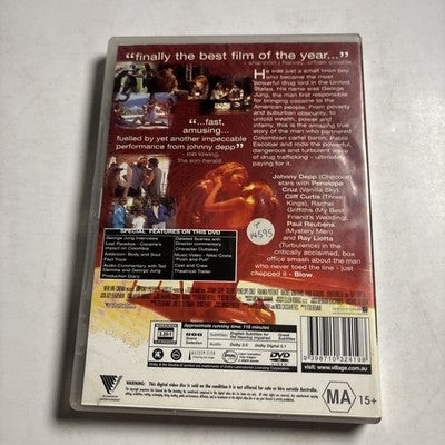 Blow (DVD, 2000) Johnny Depp, Penelope Cruz Region 4