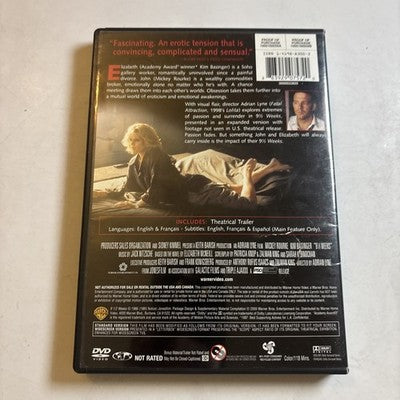 9 1/2 Weeks (DVD, 1986) Mickey Rourke, Kim Basinger Region 1