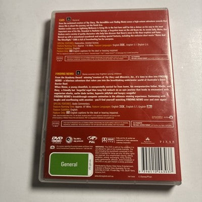 Cars / Finding Nemo (DVD, 2006) Disney Region 4