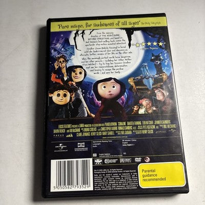 Coraline (DVD, 2009) Dakota Fanning, Jennifer Saunders, Teri Hatcher Region 4