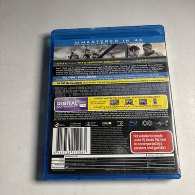 Fury (Blu-ray, 2014) Brad Pitt Region B,A