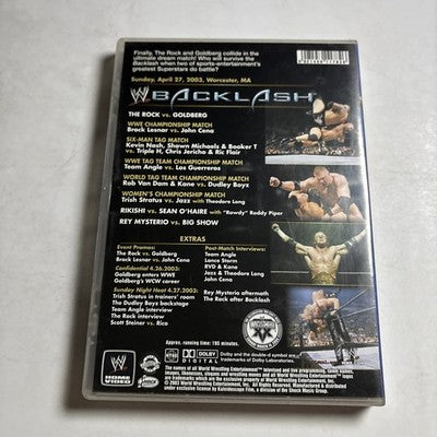 WWE - Backlash (DVD, 2003) The Rock Vs Goldberg Region 4