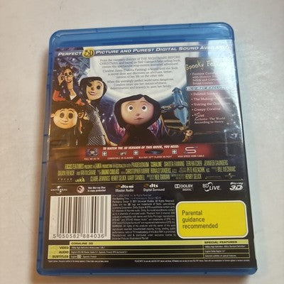 Coraline (Blu-ray 3D, 2011) Teri Hatcher, Dakota Fanning   Region B