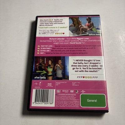 Charlotte's 3 Minute Belly Blitz (DVD, 2014) Region 4,2 NEW