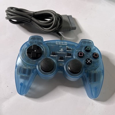 Hori Sony PlayStation Analog Sindou Fighting Controller Clear Blue For PS1 PS2