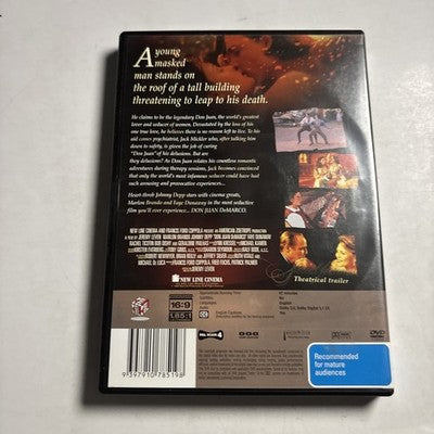 Don Juan De Marco (DVD, 1995) Marlon Brando, Johnny Depp Region 4 NEW