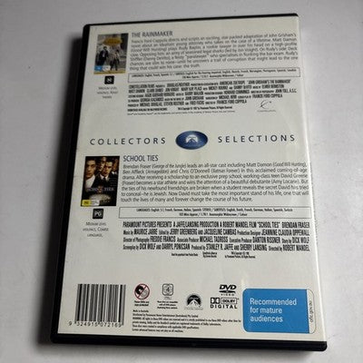 The Rainmaker / School Ties (DVD, 1997) Region 4 NEW