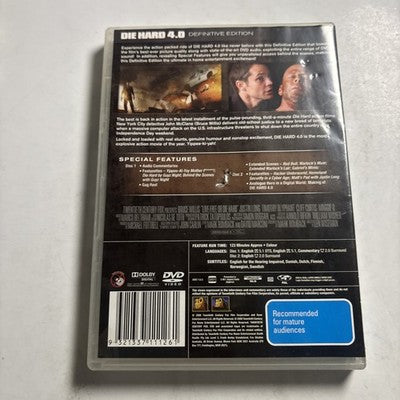 Die Hard 4.0 (Extended Edition, DVD, 2007) Bruce Willis, Kevin Smith, Region 4