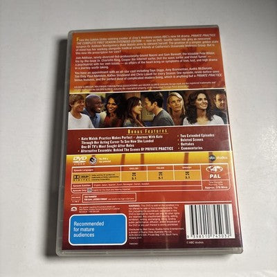 Private Practice : Season 1 (Extended Edition, DVD, 2007) Region 4 NEW