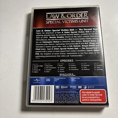 Law and Order - Special Victims Unit : Season 2 (DVD, 2000) Region 4,2