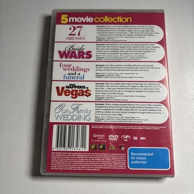 27 Dresses, Bride Wars, Four Weddings, What Happens In Vegas, Family Wedding DVD