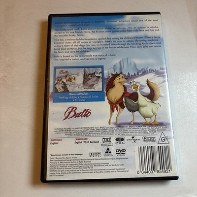 Balto (DVD, 1995) Kevin Bacon, Bridget Fonda, Bob Hoskins, Region 4,2