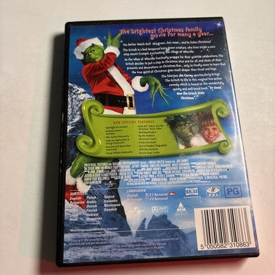 Dr Suess How The Grinch Stole Christmas (DVD, 2000) Jim Carrey Region 4,2