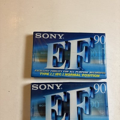 2x SONY EF90 Blank Cassette Tape Type 1, C-90EFB & Maxwell 60 Min *New Sealed*