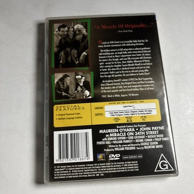 Miracle on 34th Street (DVD, 1947) Jerome Cowan, John Payne, Region 4