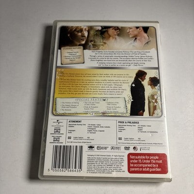 Atonement / Pride and Prejudice (DVD, 2007) Kiera Knightley Region 4 NEW
