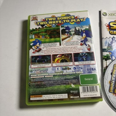 Sonic Generations Microsoft Xbox 360 Game Complete w/ Manual PAL