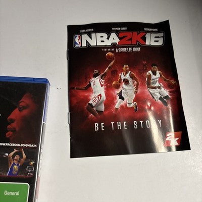 NBA 2k16 Sony PlayStation 4 PS4 Game Complete With Manual