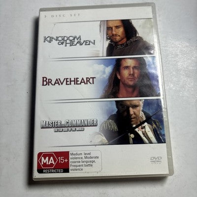 Kingdom Of Heaven / Braveheart / Master and Commander (DVD, 3-Disc) Region 4