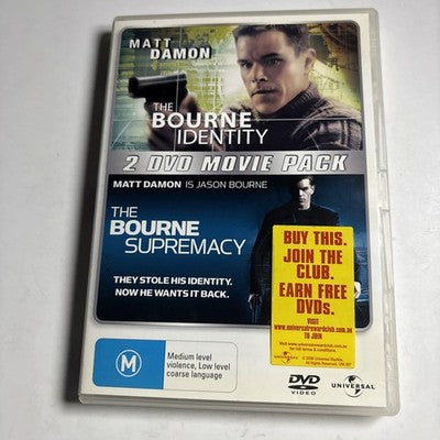 The Bourne Identity / The Bourne Supremacy (DVD 2002) Matt Damon Region 4,2 NEW