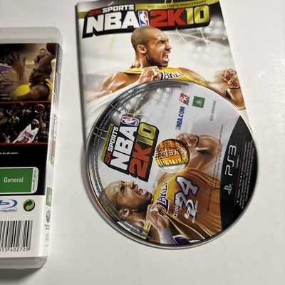 NBA 2K10 Sony PlayStation 3 PS3 Game + Manual Kobe Bryant Cover 2010