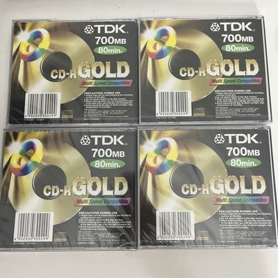 4x TDK CD-R Gold 700MB 80min Blank Media NEW Sealed