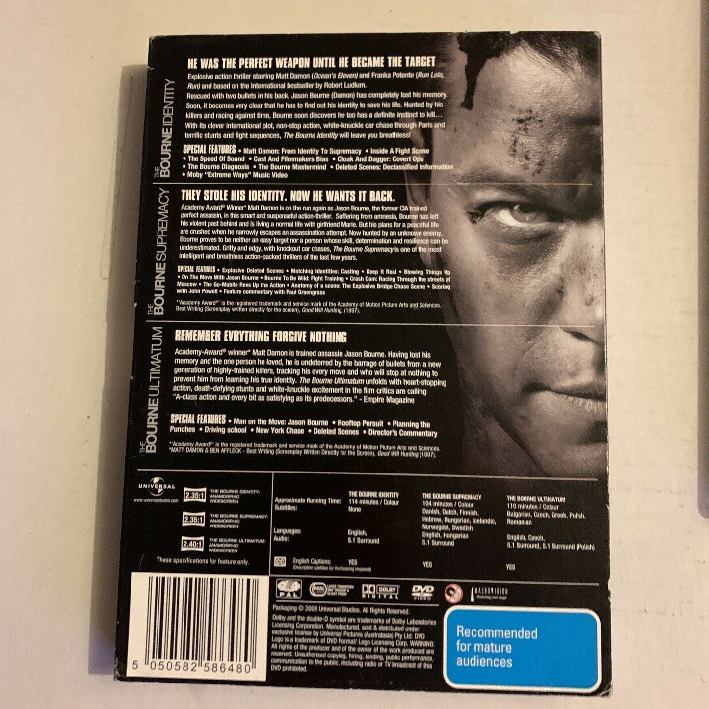 The Bourne Identity / The Bourne Supremacy / The Bourne Ultimatum  (DVD, 2008)