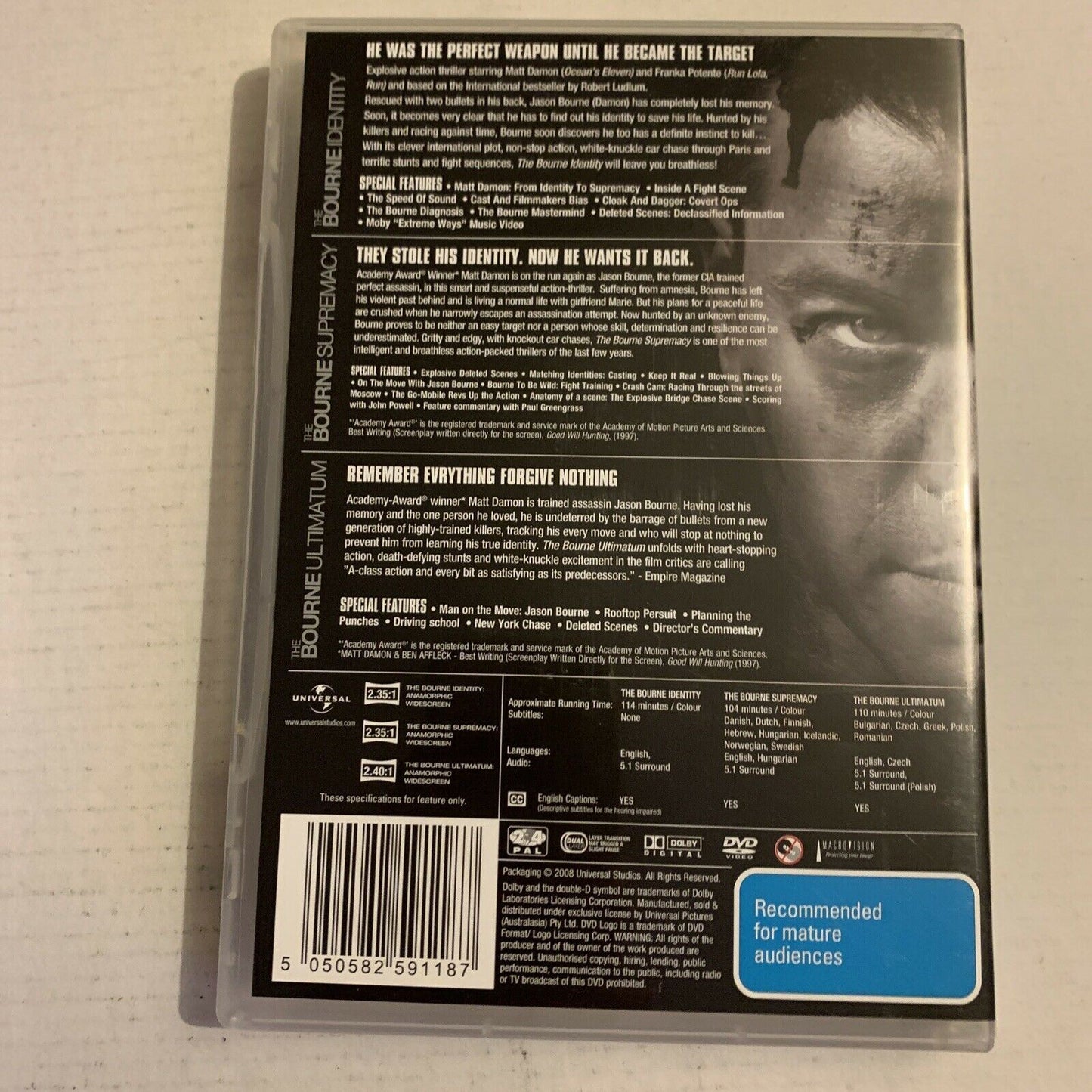 The Bourne Identity / The Bourne Supremacy / The Bourne Ultimatum  (DVD, 2008)