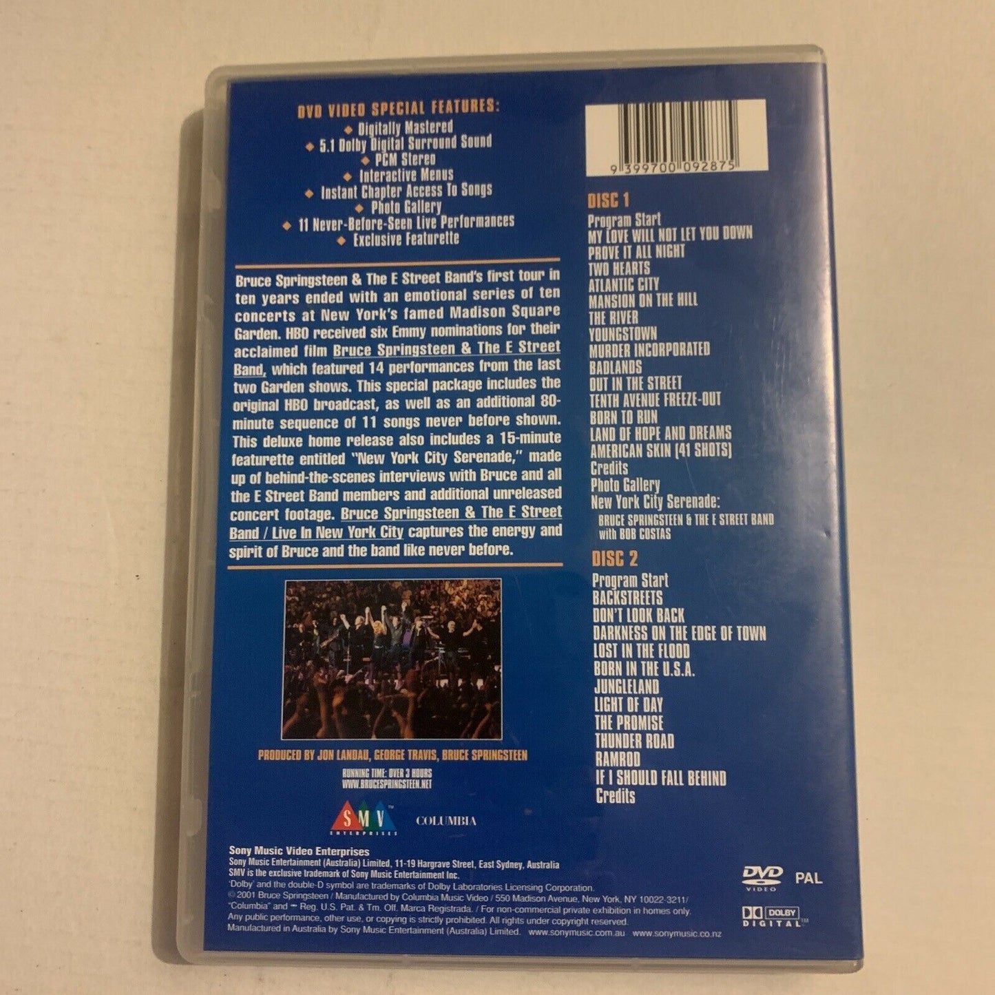 Bruce Springsteen And The E Street Band - Live In New York City (DVD, 2001)