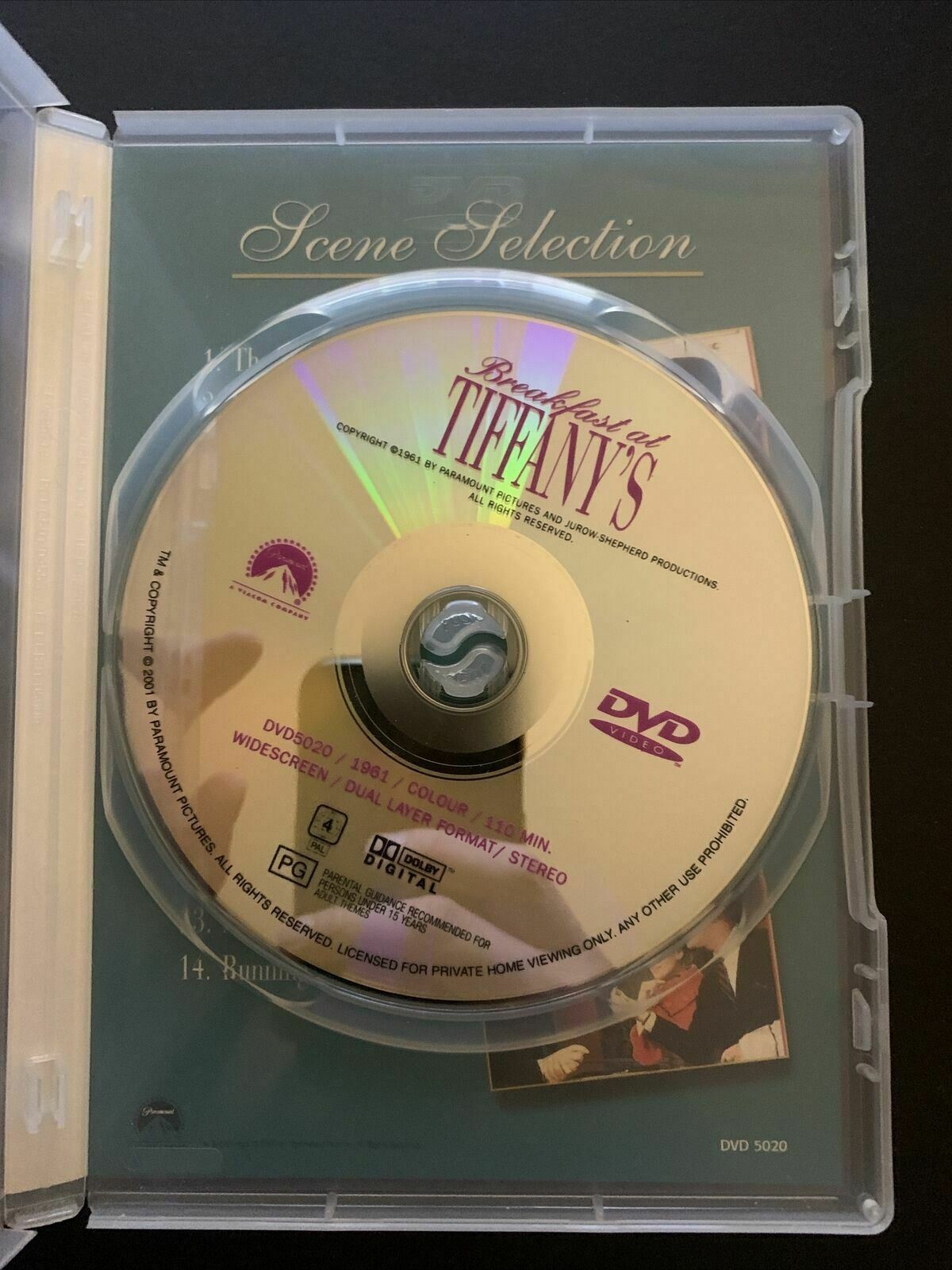 Breakfast At Tiffany's - Widescreen Edition (DVD, 1961) Audrey Hepburn. Region 4