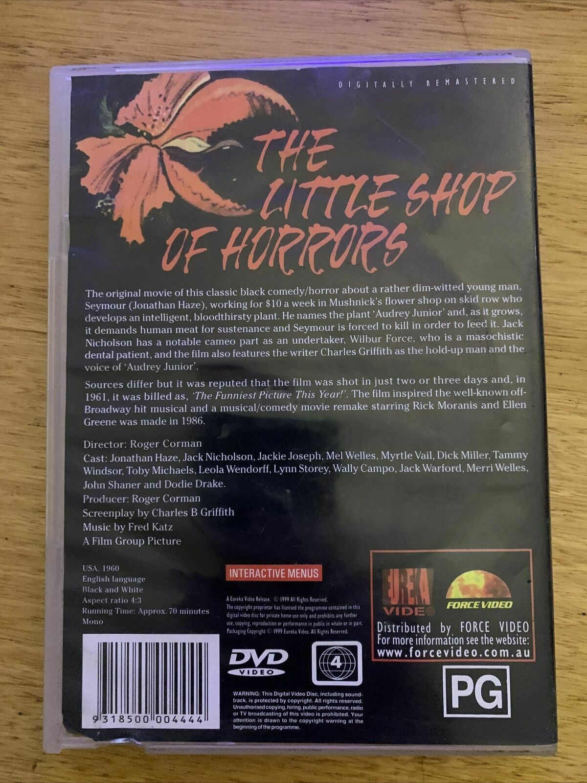 Little Shop Of Horrors (DVD, 1960) Jonathan Haze, Jackie Joseph, Mel Welles. R4