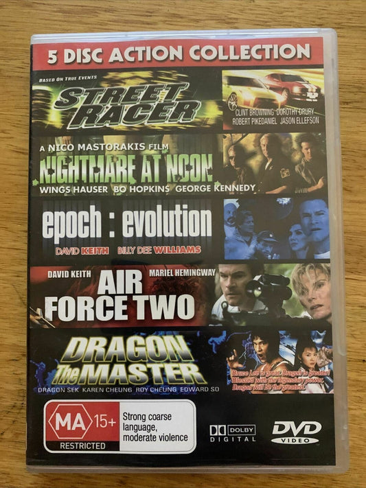 5 Disc Action DVD: Street racer, Air Force Two, Dragon master, Epoch: Evolution