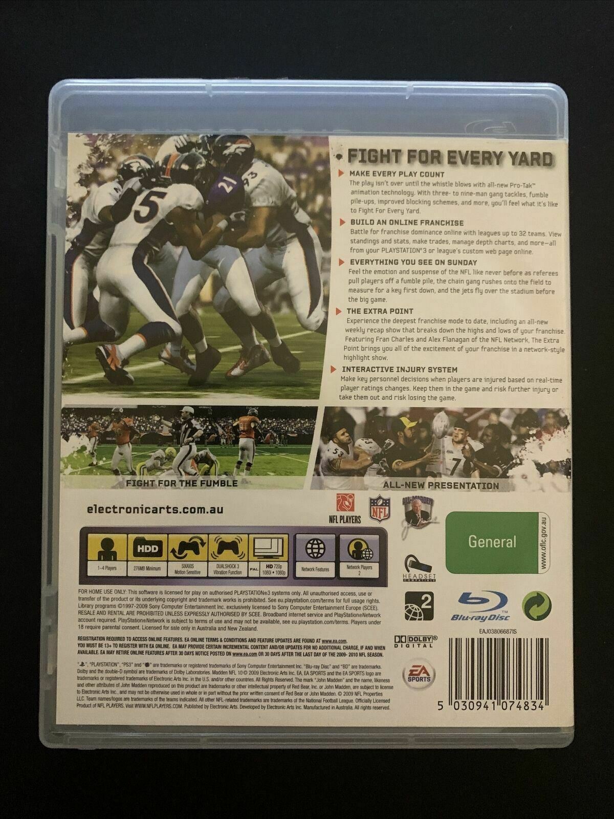 Madden NFL 10 PS3 Playstation 3 Game + Manual