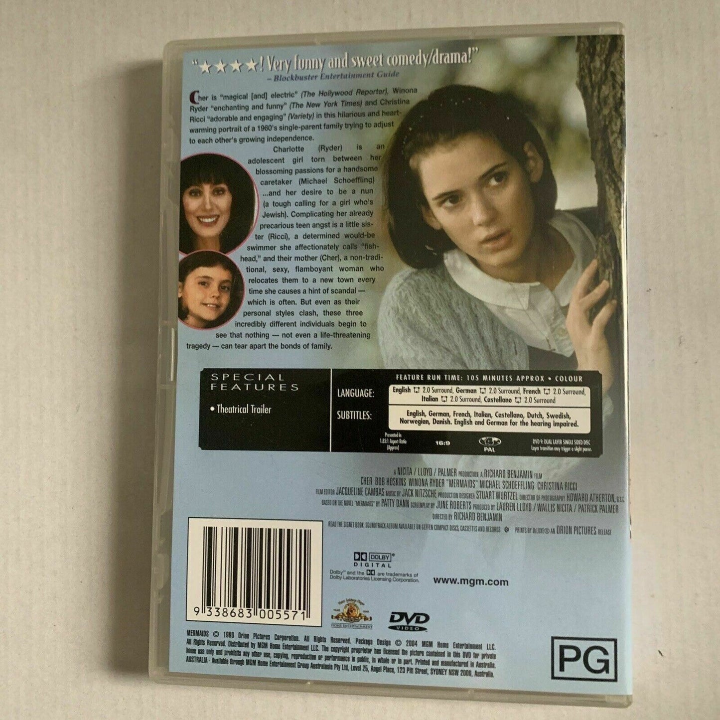 Mermaids (DVD, 1990) Cher, Winona Ryder, Bob Hoskins. Region 4